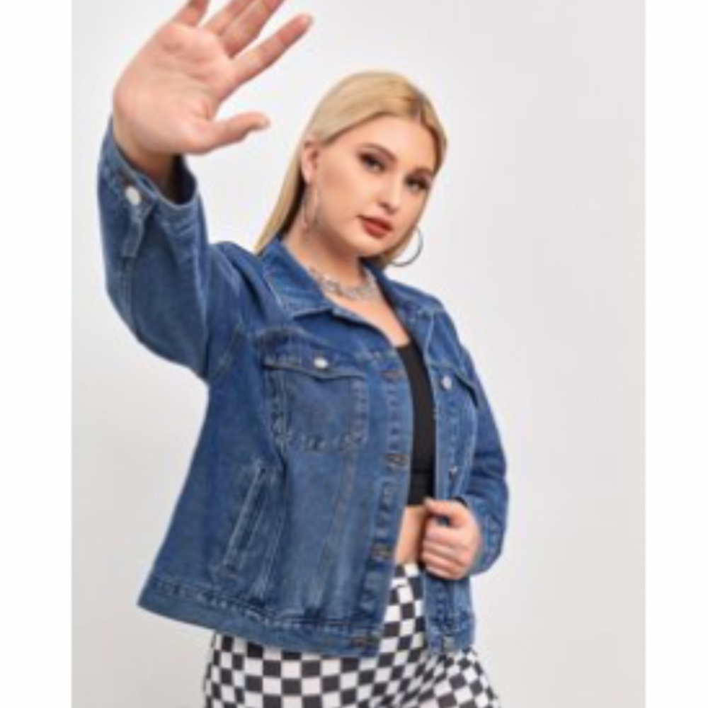 Button Up Denim Jacket with Pockets - Picture 3 of 12
